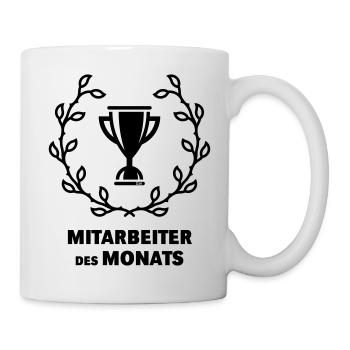 Mitarbeiter Des Monats (Emblem / Auszeichnung) - Tasse - Weiß - Rechts
