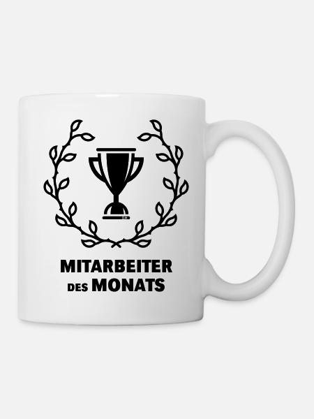 Mitarbeiter Des Monats (Emblem / Auszeichnung) - Tasse - Weiß