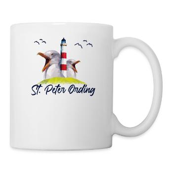 St. Peter Ording Nordsee Strand Urlaub Geschenk - Tasse - Weiß - Rechts