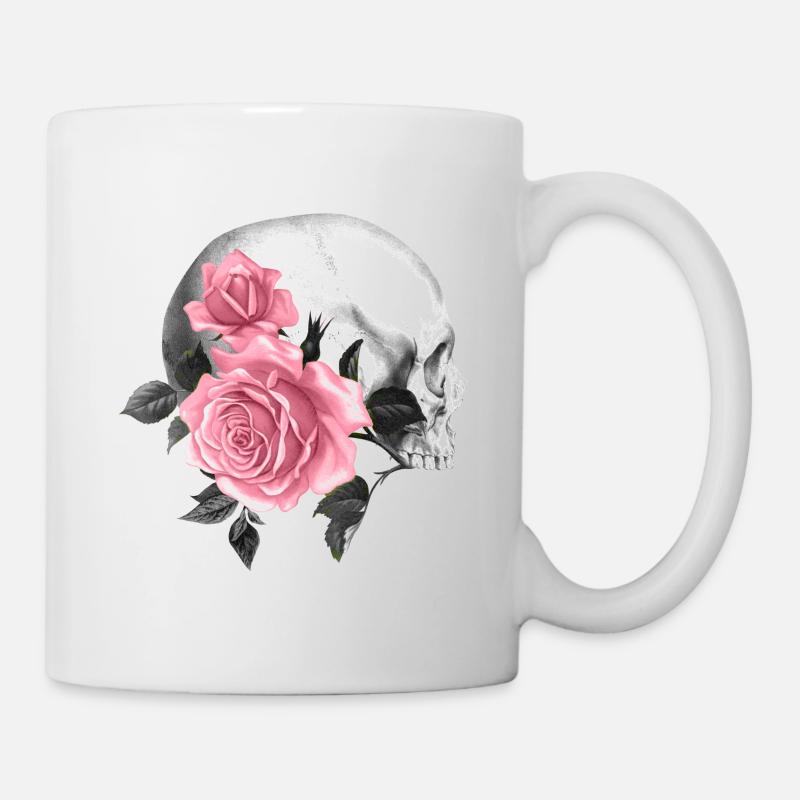 Gothique gothique noir tête de mort Skull punk dark - Mug blanc - blanc