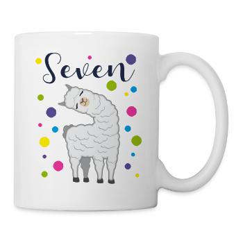 7 years birthday gift kids llama alpaca - Mug - white - Right