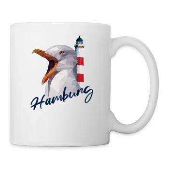 Hamburg Hamburger norddeutsch Möwe Geschenk - Tasse - Weiß - Rechts