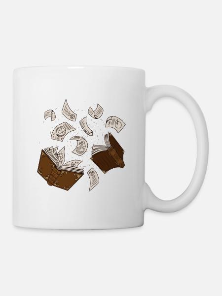 Hexenbücher Zaubersprüche Fliegende Seiten - Tasse - Weiß