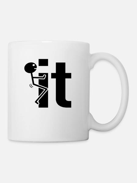 Fuck It Strichmännchen Geschenkidee - Tasse - Weiß