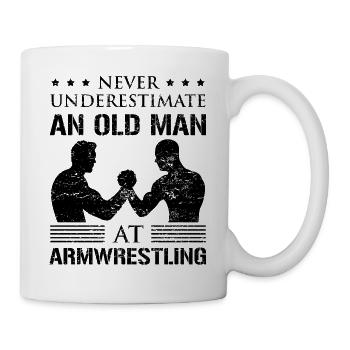 Armwrestling bras de lutte papa grand-père disant cadeau - Mug blanc - blanc - Droite