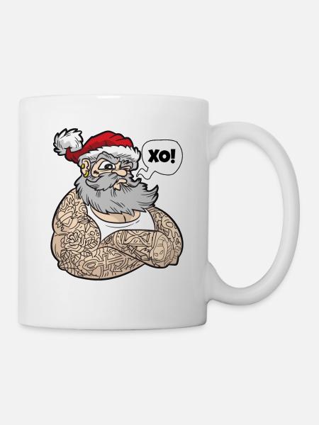 Weihnachtsmann mit Tattoos - Tasse - Weiß