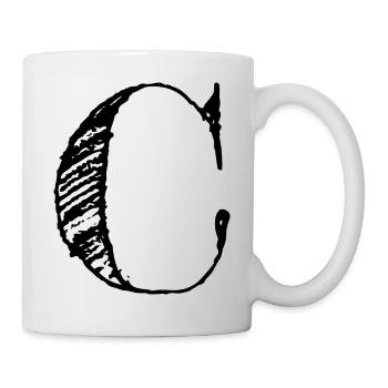 Lettre C Géante - à la main (noir) - Mug blanc - blanc - Droite