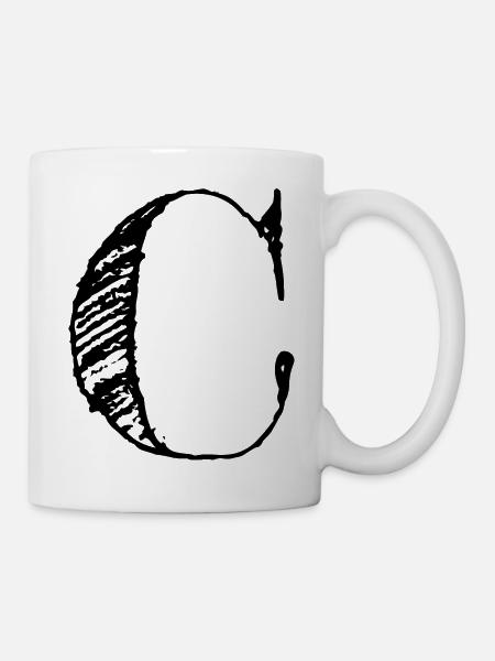 Riesenbuchstabe C - handgemacht (schwarz) - Tasse - Weiß