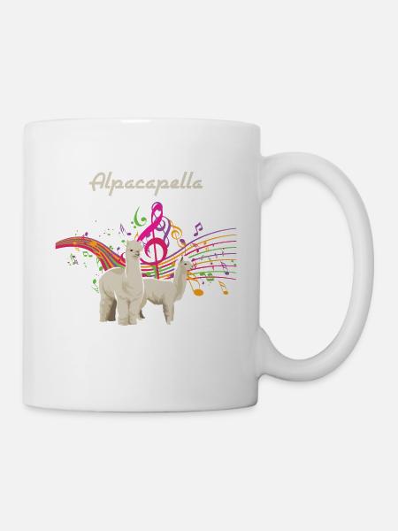 Cadeau de musicien mignon et drôle d'alpaga Alcapella - Mug blanc - blanc