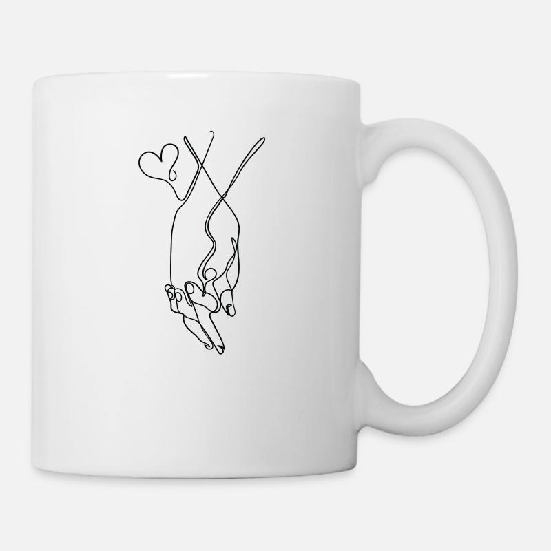 One Line Drawing Händchen halten Single Art - Tasse - Weiß