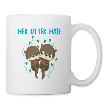 Otter Her Otter a aidé la tenue partenaire de Valtinstag - Mug blanc - blanc - Droite