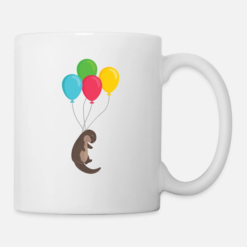 Otter an Luftballons Otter niedlich Tier Geschenk - Tasse - Weiß