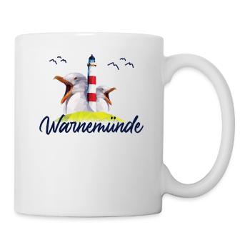 Warnemünde Ostsee Strand Küste Urlaub Geschenk - Tasse - Weiß - Rechts