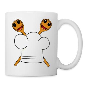 Chef chef hat wooden spoon - Mug - white - Right
