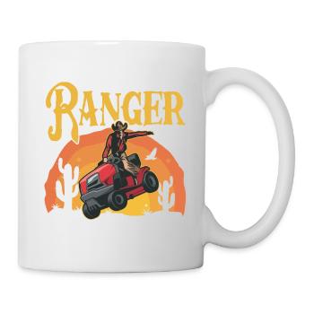 The Lawn Ranger Rides Again Funny Lawn Tractor Mow - Mug - white - Right