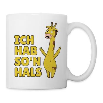 verärgerte wütende Giraffe mit langem Hals - Tasse - Weiß - Rechts