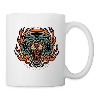 tiger burning tattoo colored desgin super - Mug - white - Right