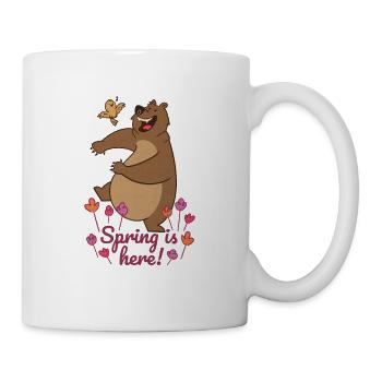 Ours doux sur une prairie de fleurs Le printemps est là - Mug blanc - blanc - Droite