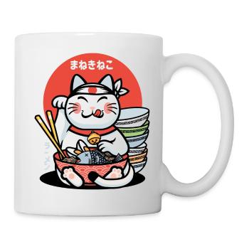 Maneki-Neko-Glücks-Ramen - Tasse - Weiß - Rechts