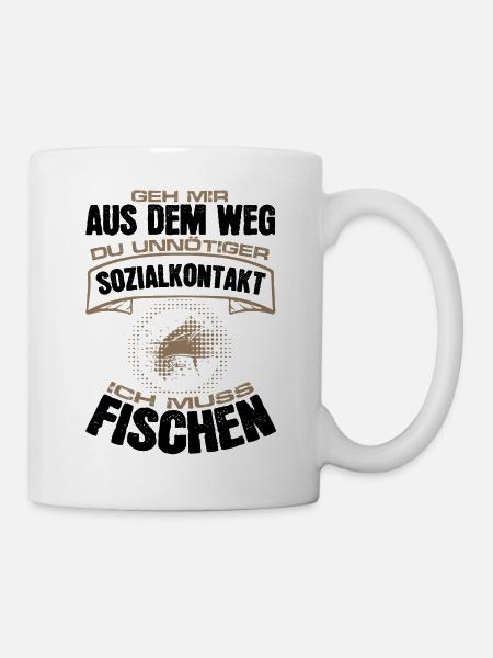 Fischen Angeln Unnötiger Sozialkontakt - Tasse - Weiß
