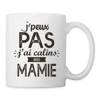 J'peux pas j'ai câlins avec mamie - Mug blanc - blanc - Droite