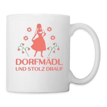 Dorfmädl Dorfmadl Dorfkinder Mit Blumen - Tasse - Weiß - Rechts