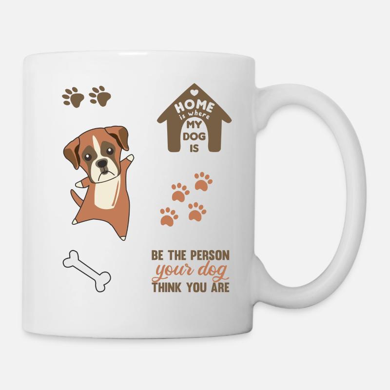 Chien mignon stickerset boxer chiens chiens amour - Mug blanc - blanc