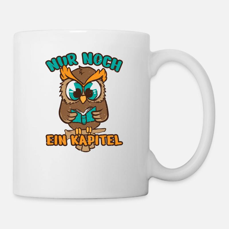 Leseratte Eule Lesefieber Bücherwurm Kapital Buch - Tasse - Weiß