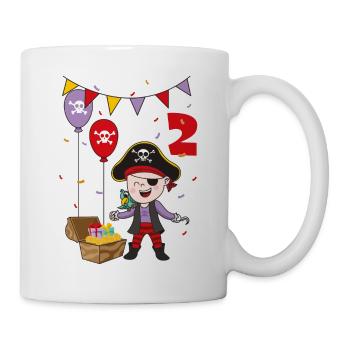 2 years pirate birthday kids fun gift - Mug - white - Right