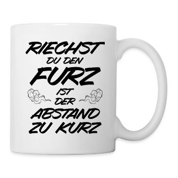 Riechen Furz Abstand Lustiger Spruch Pups Geschenk - Tasse - Weiß - Rechts