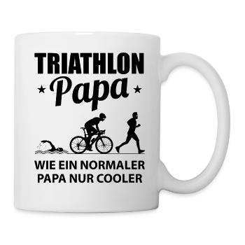 Triathlon Papa Vater Ausdauersport Geschenk - Tasse - Weiß - Rechts