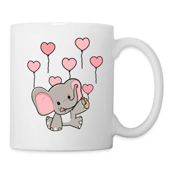 Cœurs Ballons Faune Éléphant Bébé Naissance - Mug blanc - blanc - Droite