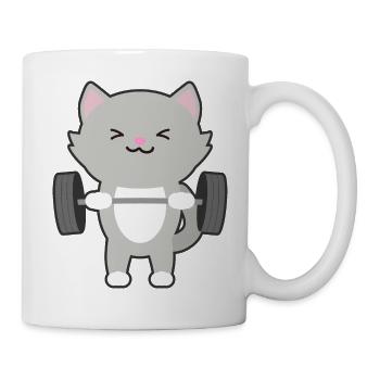 Cat Weightlifting Weight Training Kitten Gift - Mug - white - Right