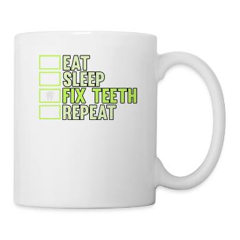 Zahnarzt Zähne Zahnpflege Lustig Geschenk - Tasse - Weiß - Rechts