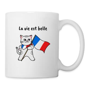 La vie est belle French cat - Mug - white - Right