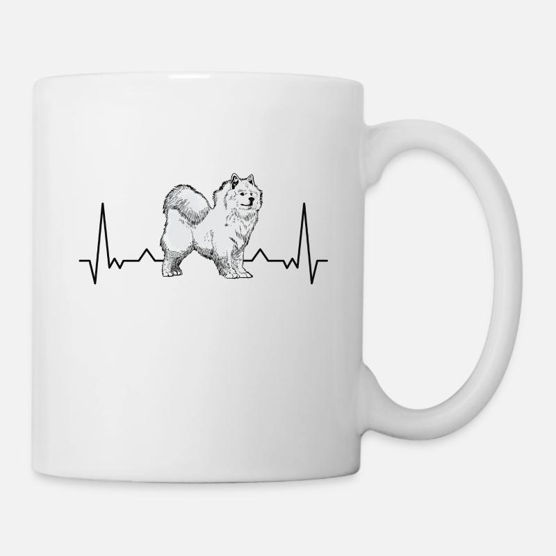 Samoyed Heartbeat chien de traîneau Samoyed - Mug blanc - blanc