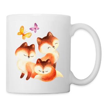 Renard Renard Foxy Waldtier famille renard rouge doux - Mug blanc - blanc - Droite
