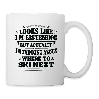 Ski Skieur Skier Penser où skier ensuite - Mug blanc - blanc - Droite