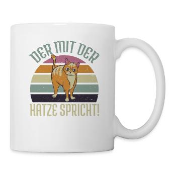 Katzenpapa der mit der Katze spricht Katzenhalter - Tasse - Weiß - Rechts