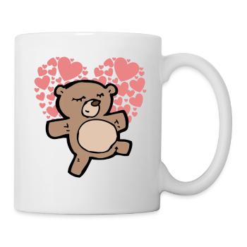 Cute little teddy bear with hearts - Mug - white - Right