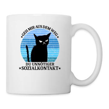 Geh mir aus dem Weg unnötiger Sozialkontakt Katze - Tasse - Weiß - Rechts