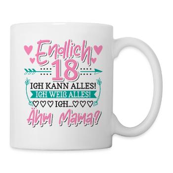 18. Geburtstag Mädchen - Tasse - Weiß - Rechts