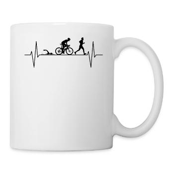 Triathlon Ausdauersport Herzschlag Linie Geschenk - Tasse - Weiß - Rechts