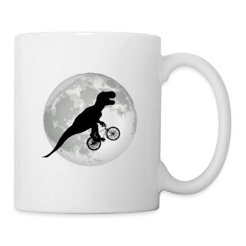 Funny Trex fait du vélo devant la pleine lune - Mug blanc - blanc - Droite