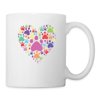 Coeur Paw Print Chien Chat Amant Saint Valentin - Mug blanc - blanc - Droite