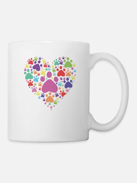Heart Paw Print Dog Cat Lover Valentines Day - Mug - white