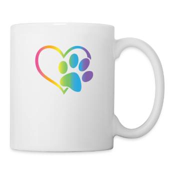 Coeur Paw Print Chien Chat Amant Saint Valentin - Mug blanc - blanc - Droite