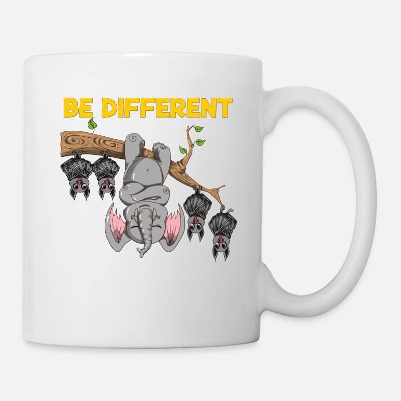 Be Different Design lustiges Fledermäuse Elefant - Tasse - Weiß