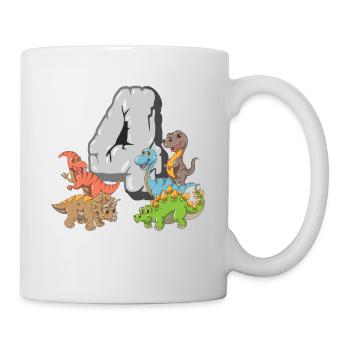 Dinosaure 4 ans enfants 4 anniversaire T-Rex Dino - Mug blanc - blanc - Droite