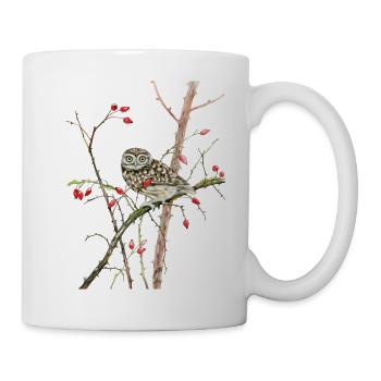 Joliment peint à la main en pierre sur la branche - Mug blanc - blanc - Droite